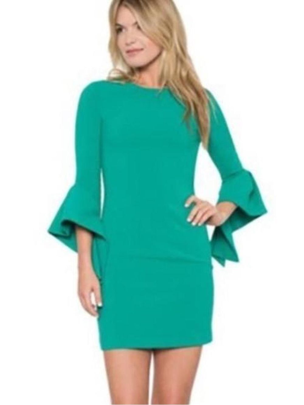 Black Halo Lorie Bell Sleeve Mini Dress | Agave Green | 6